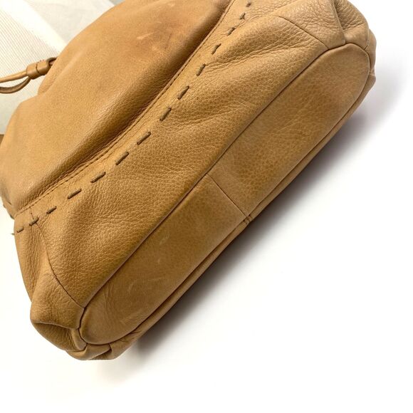 B Makowsky Butter Leather Tan Boho Bucket Bag Crossbody Adjustable Strap Pockets - Picture 5 of 16